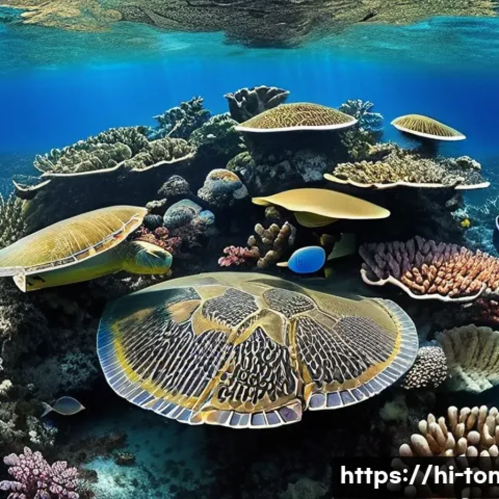 통가 해양 보호구역 - A vibrant underwater scene showcasing ancient colorful coral reefs in Tonga, teeming with diverse ma...