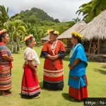 Home 20 통가에서 금기시되는 행동 - A respectful traditional Tongan ceremony scene featuring local people dressed in authentic tradition...