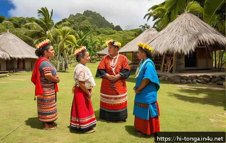 통가에서 금기시되는 행동 - A respectful traditional Tongan ceremony scene featuring local people dressed in authentic tradition...