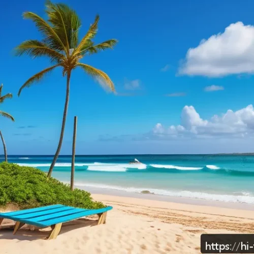 Home 30 통가 해변에서 주의할 점 - A vibrant beach scene at Tonga during a sunny day, showing strong ocean currents with clear turquois...